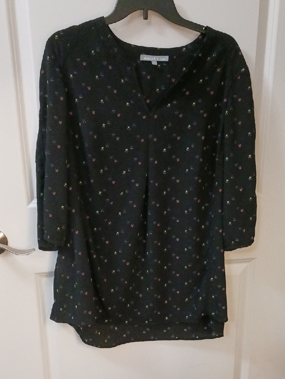 Daniel Rainn Black Floral Print Blouse
